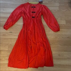 Vibrant Red Long Sleeve Dress